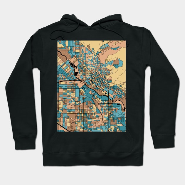 Boise Map Pattern in Mid Century Pastel Hoodie by PatternMaps